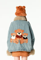 Gorro bucket de pelo con oso Teddy y orejas | MWM [PS_COLORS:BROWN]