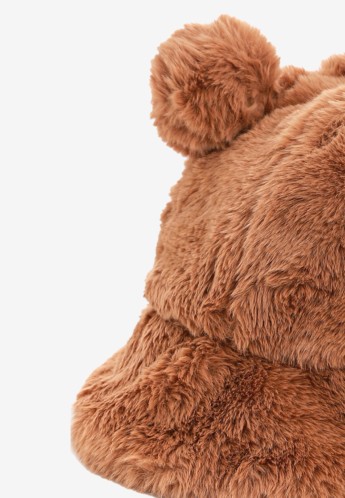 Gorro bucket de pelo con oso Teddy y orejas | MWM [PS_COLORS:BROWN]
