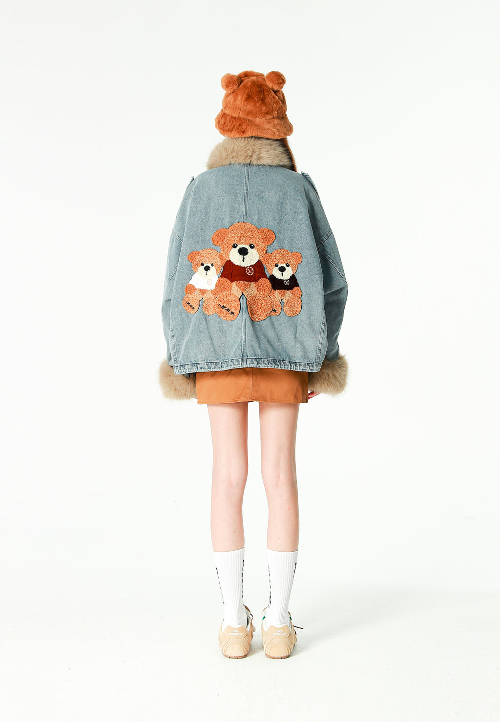 Gorro bucket de pelo con oso Teddy y orejas | MWM [PS_COLORS:BROWN]