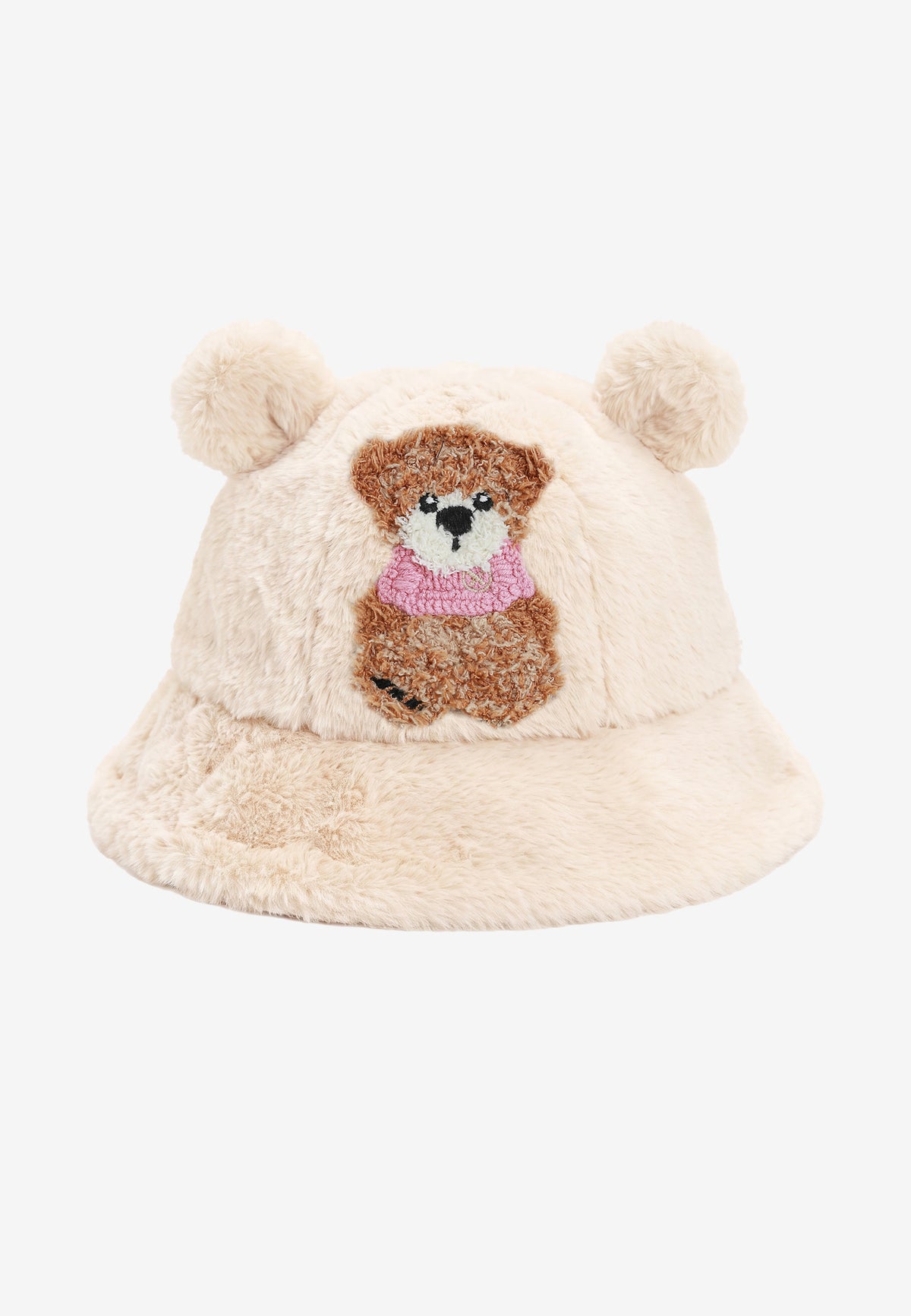 Gorro bucket de pelo con oso Teddy y orejas | MWM [PS_COLORS:ECRU]
