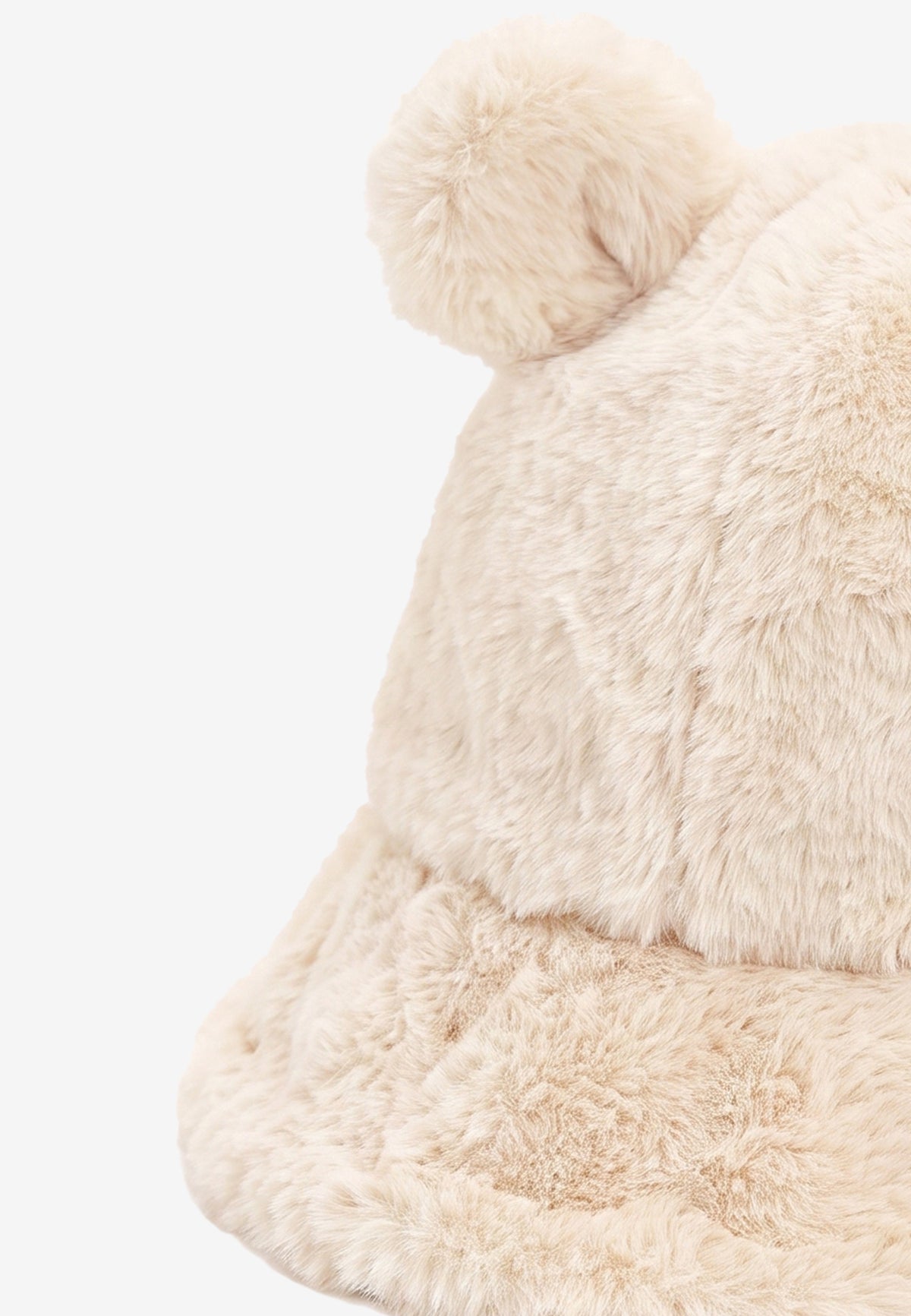 Gorro bucket de pelo con oso Teddy y orejas | MWM [PS_COLORS:ECRU]