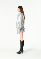 Chaqueta corta efecto piel con bolsillos en relieve | MWM [PS_COLORS:SILVER]