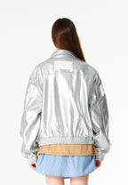 Chaqueta corta efecto piel con bolsillos en relieve | MWM [PS_COLORS:SILVER]