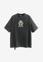 Camiseta de corte regular lavada con logo infinito y cruz bordada | MWM [PS_COLORS:BLACK]