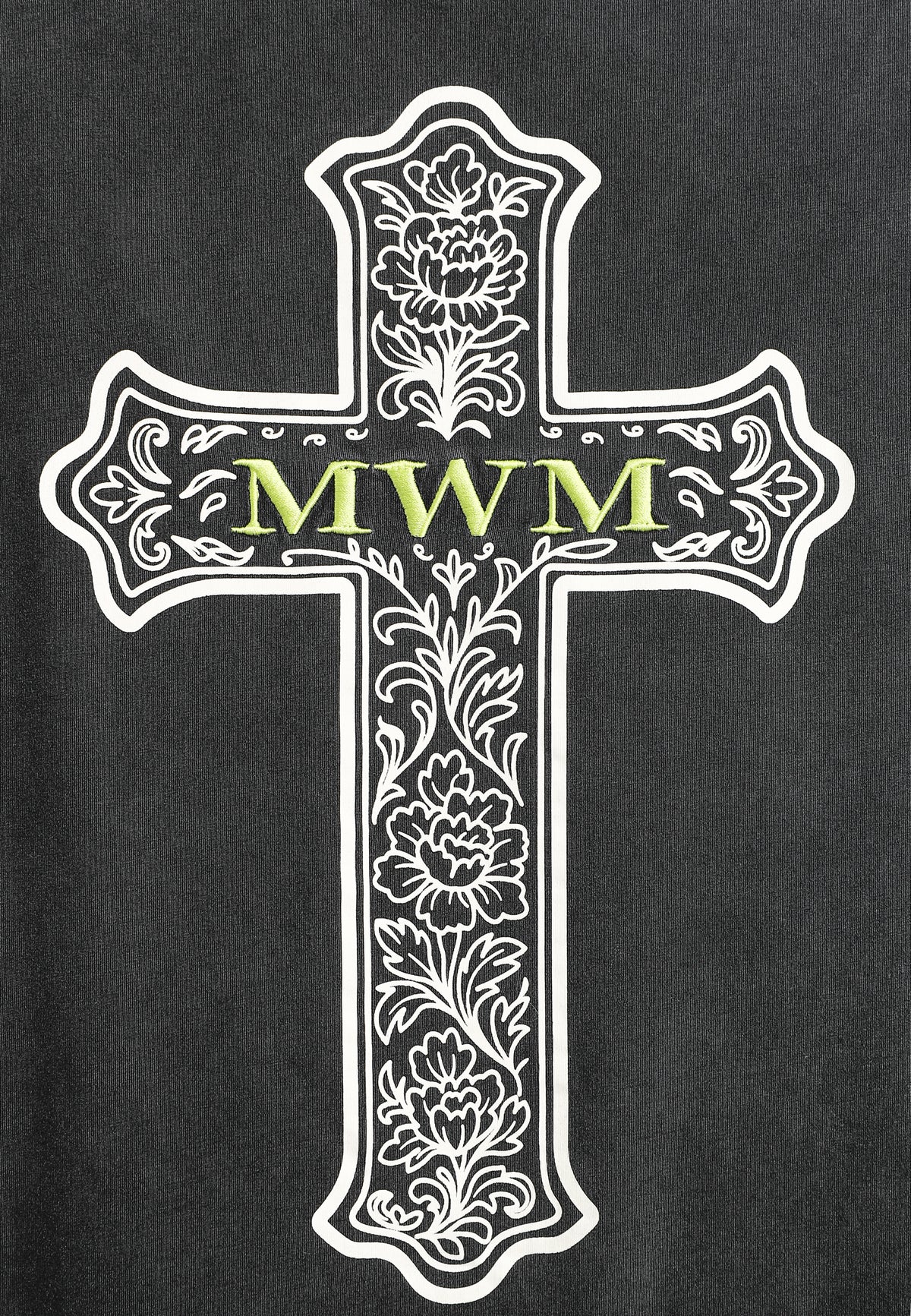 Camiseta de corte regular lavada con logo infinito y cruz bordada | MWM [PS_COLORS:BLACK]