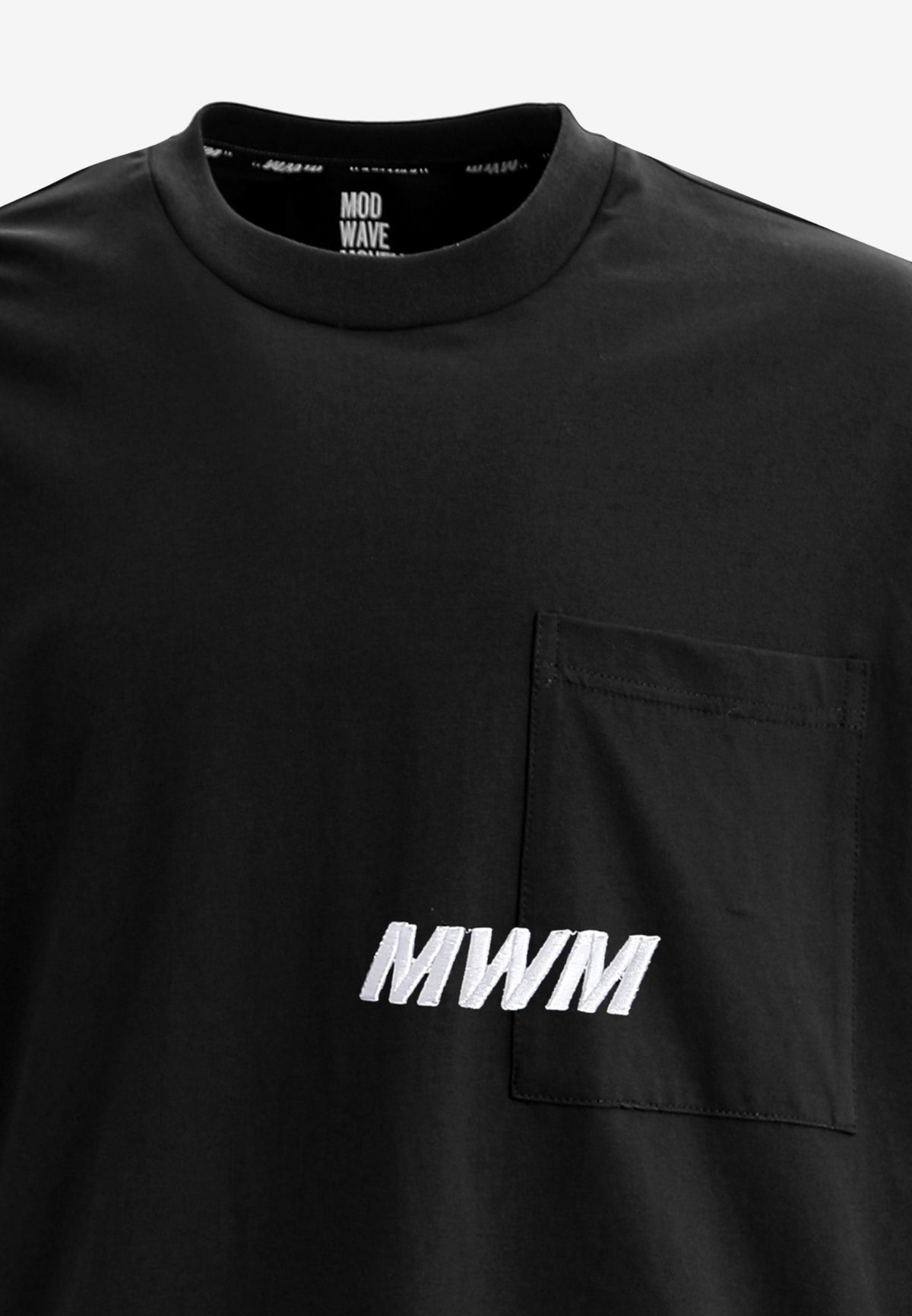 Camiseta de doble capa con manga larga de camisa y bolsillo frontal | MWM [PS_COLORS:BLACK]