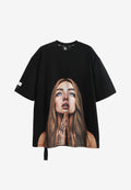 Camiseta Faces de algodón mercerizado con print de gran formato | MWM [PS_COLORS:BLACK]