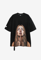 Camiseta Faces de algodón mercerizado con print de gran formato | MWM [PS_COLORS:BLACK]