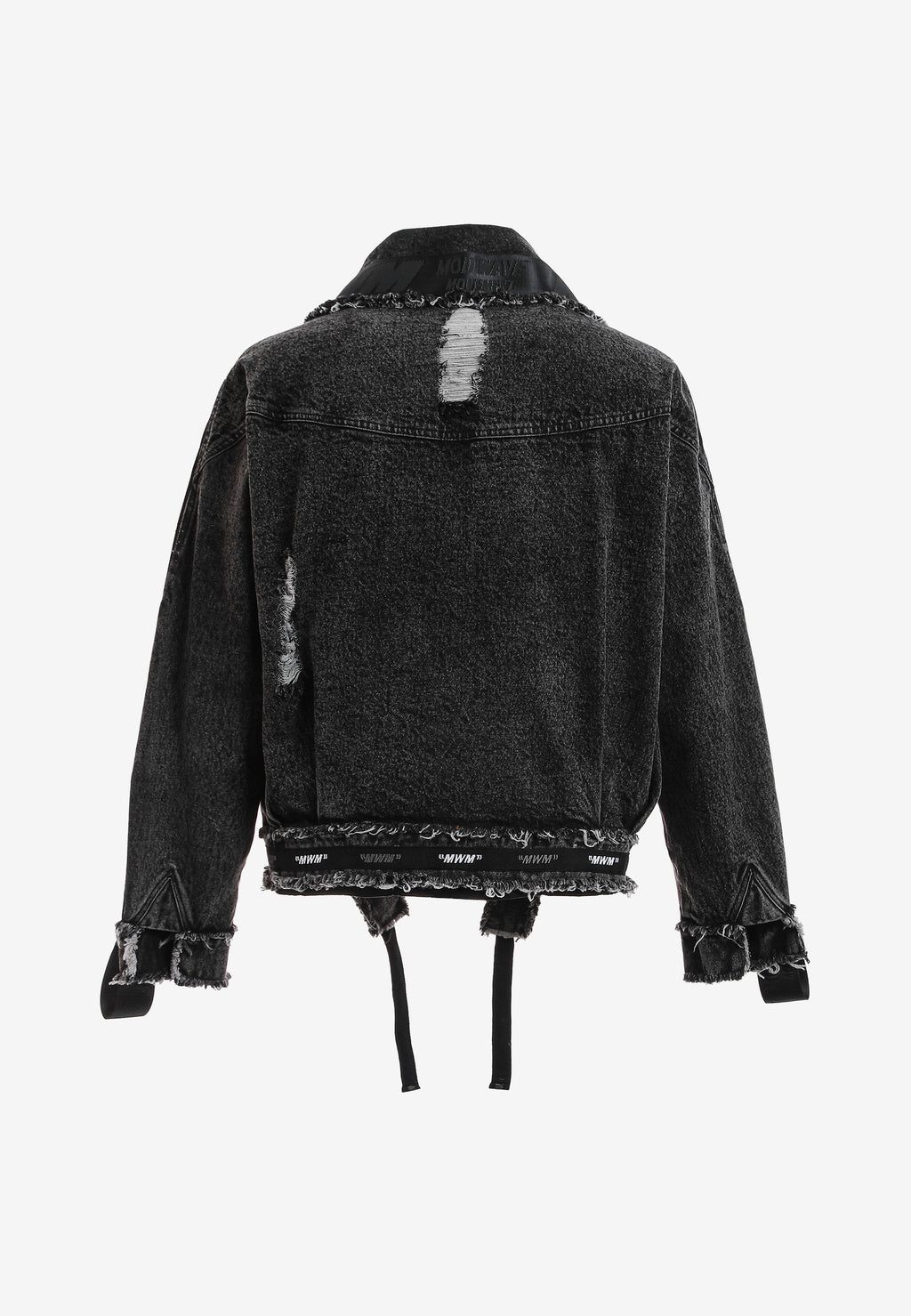 Chaqueta vaquera distressed con cintas MWM y chaleco térmico extraíble | MWM [PS_COLORS:BLACK]
