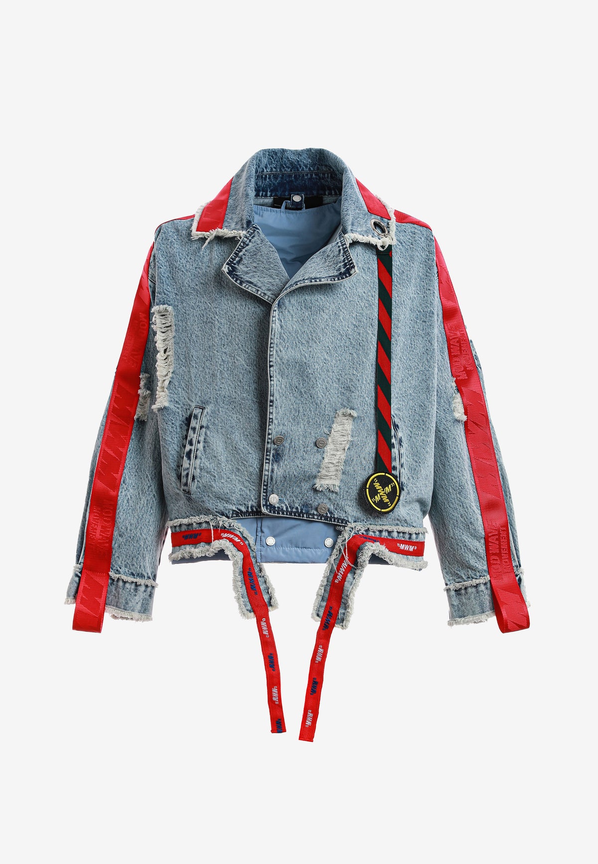 Chaqueta vaquera distressed con cintas MWM y chaleco térmico extraíble | MWM [PS_COLORS:BLUE]
