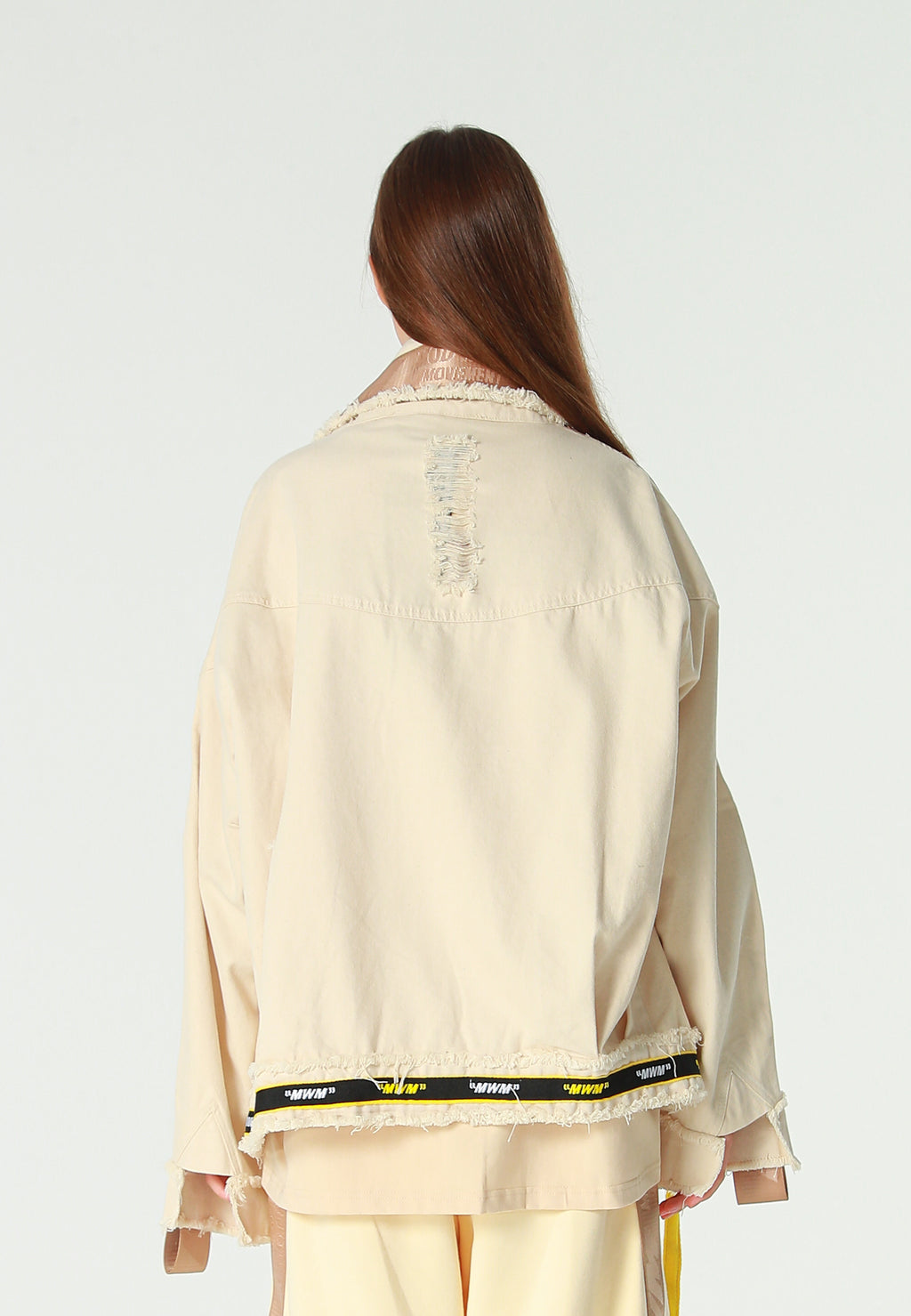 Chaqueta vaquera distressed con cintas MWM | MWM [PS_COLORS:BEIGE]