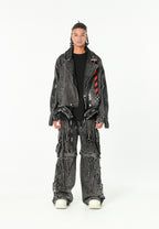 Chaqueta vaquera distressed con cintas MWM | MWM [PS_COLORS:BLACK]