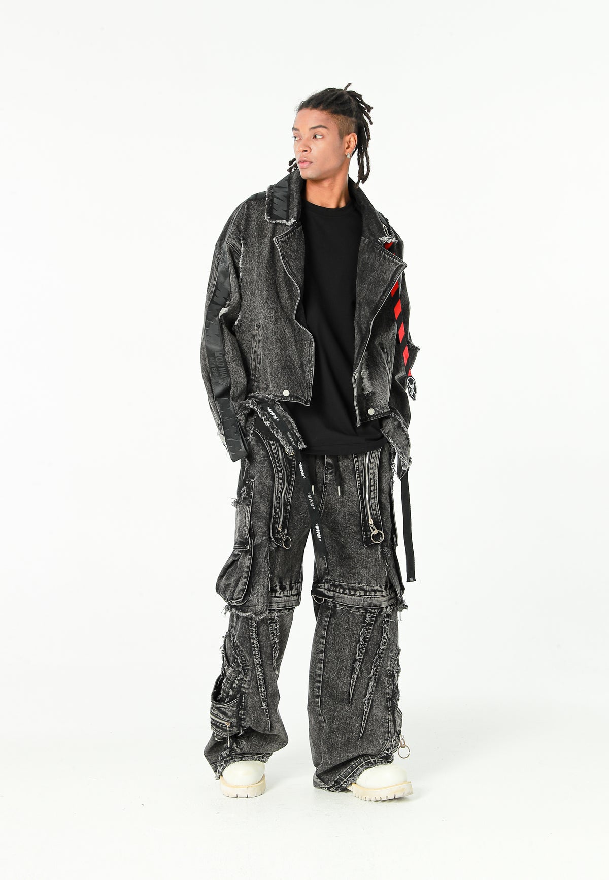 Chaqueta vaquera distressed con cintas MWM | MWM [PS_COLORS:BLACK]