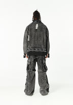 Chaqueta vaquera distressed con cintas MWM | MWM [PS_COLORS:BLACK]