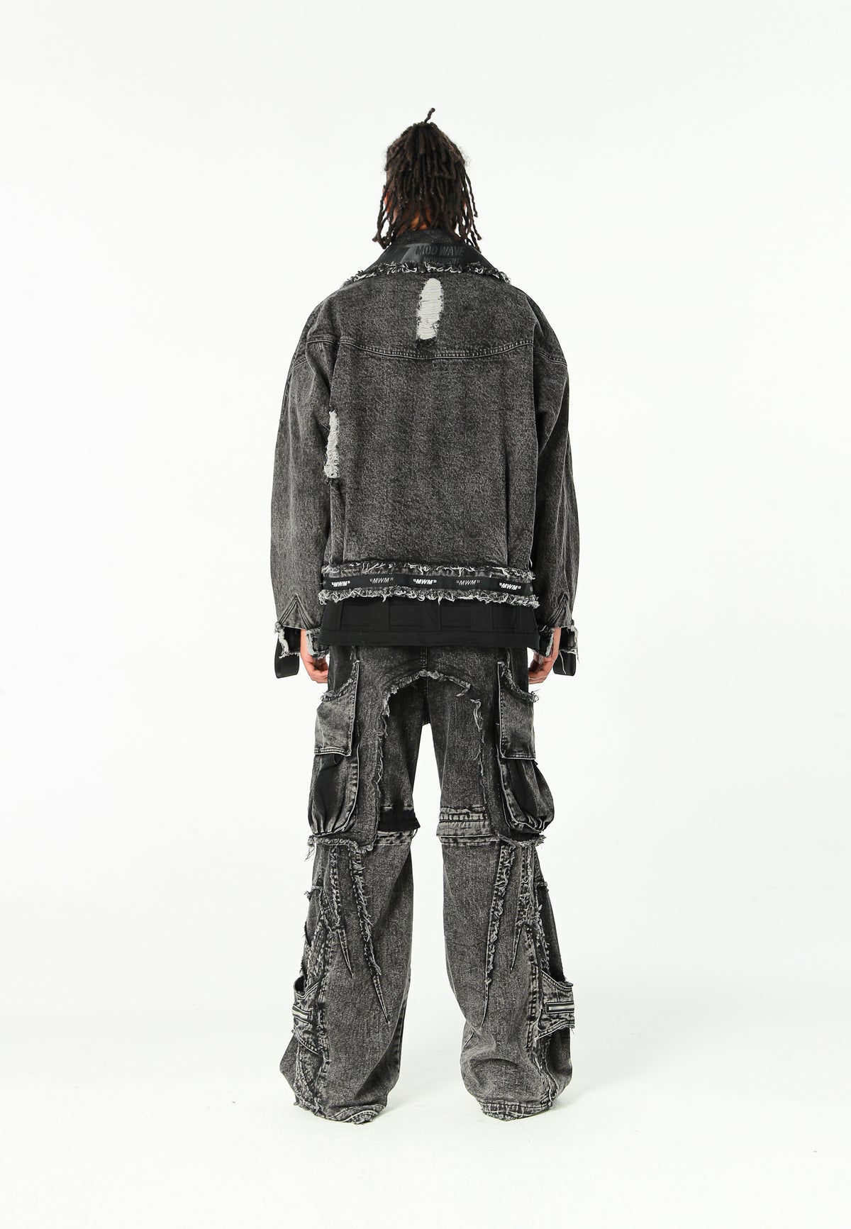 Chaqueta vaquera distressed con cintas MWM | MWM [PS_COLORS:BLACK]