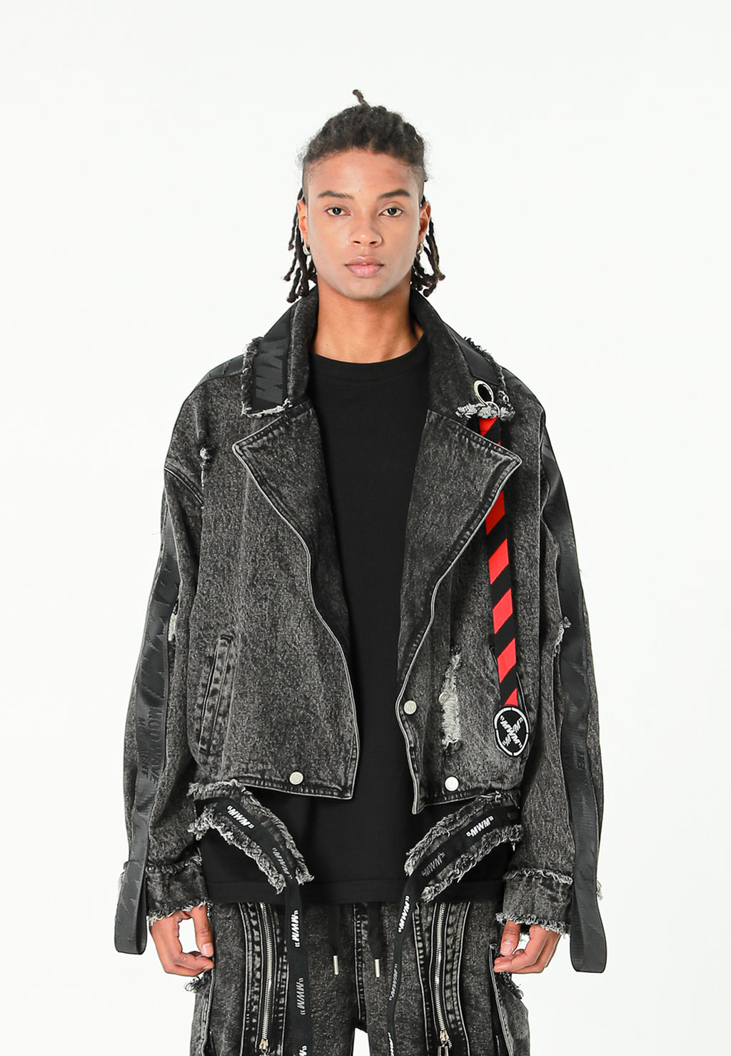 Chaqueta vaquera distressed con cintas MWM | MWM [PS_COLORS:BLACK]