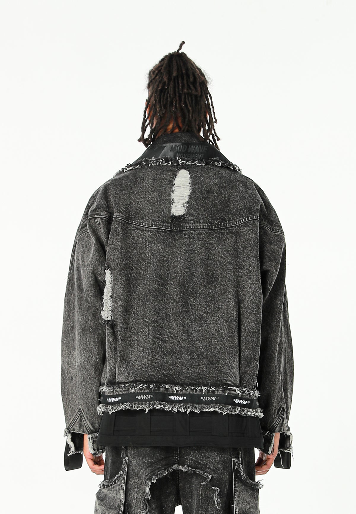 Chaqueta vaquera distressed con cintas MWM | MWM [PS_COLORS:BLACK]