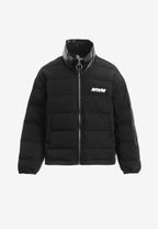 Chaqueta Iconic Logos efecto piel colorblock con cuello alto y cuatro bolsillos | MWM [PS_COLORS:BLACK]