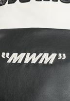 Chaqueta Iconic Logos efecto piel colorblock con cuello alto y cuatro bolsillos | MWM [PS_COLORS:BLACK]