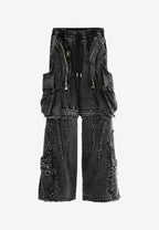 Pantalón cargo Vanguard Dogs de pierna ancha convertible en bermuda | MWM [PS_COLORS:BLACK]