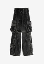 Pantalón cargo Vanguard Dogs de pierna ancha convertible en bermuda | MWM [PS_COLORS:BLACK]
