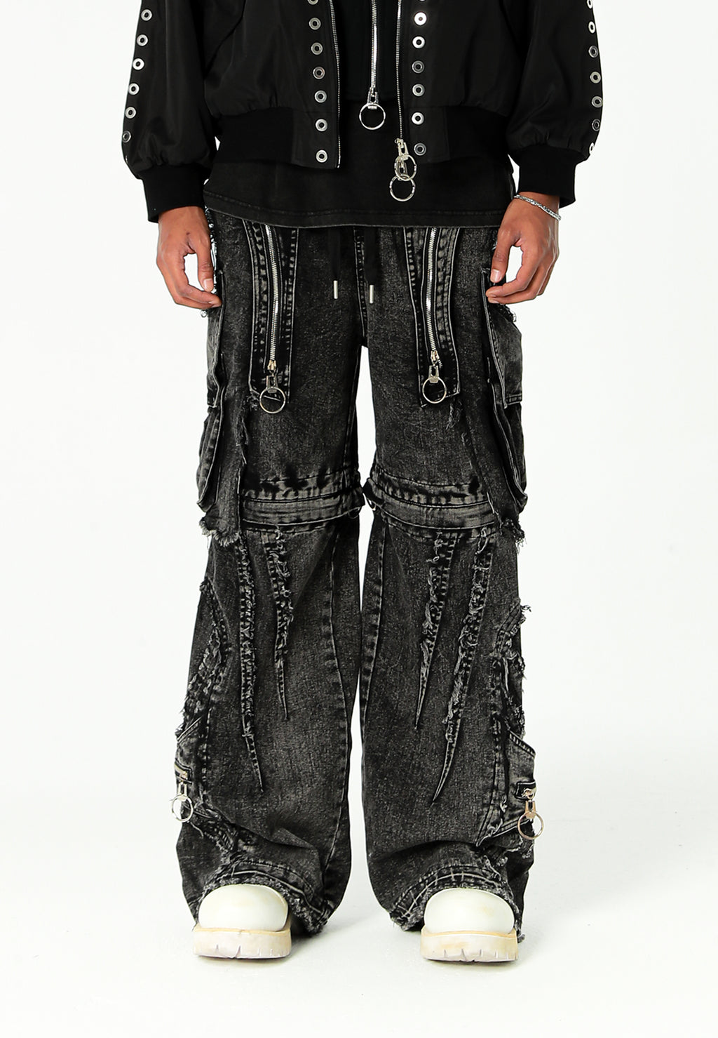 Pantalón cargo Vanguard Dogs de pierna ancha convertible en bermuda | MWM [PS_COLORS:BLACK]