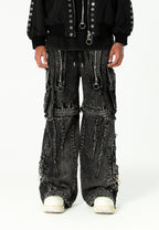 Pantalón cargo Vanguard Dogs de pierna ancha convertible en bermuda | MWM [PS_COLORS:BLACK]