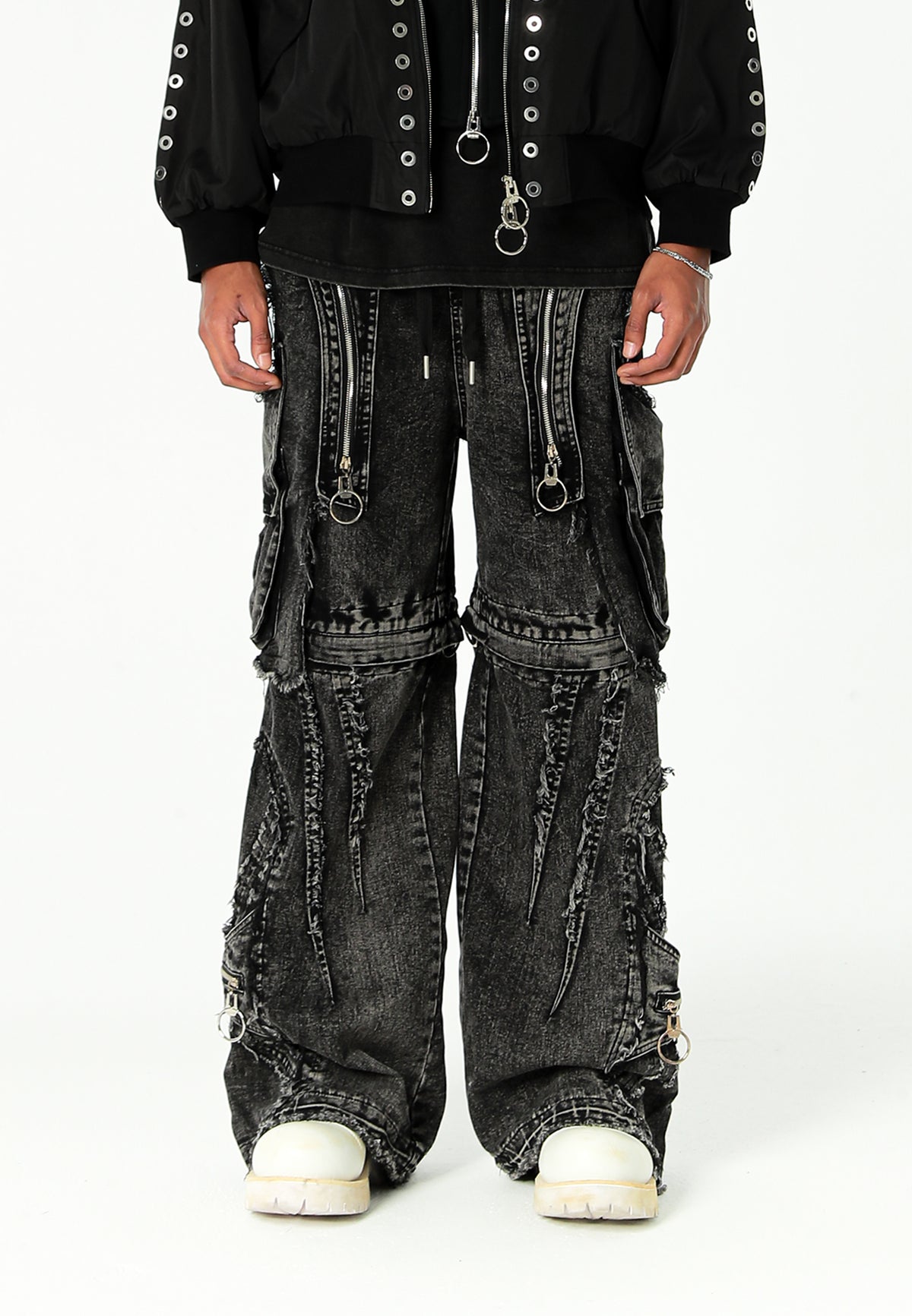 Pantalón cargo Vanguard Dogs de pierna ancha convertible en bermuda | MWM [PS_COLORS:BLACK]