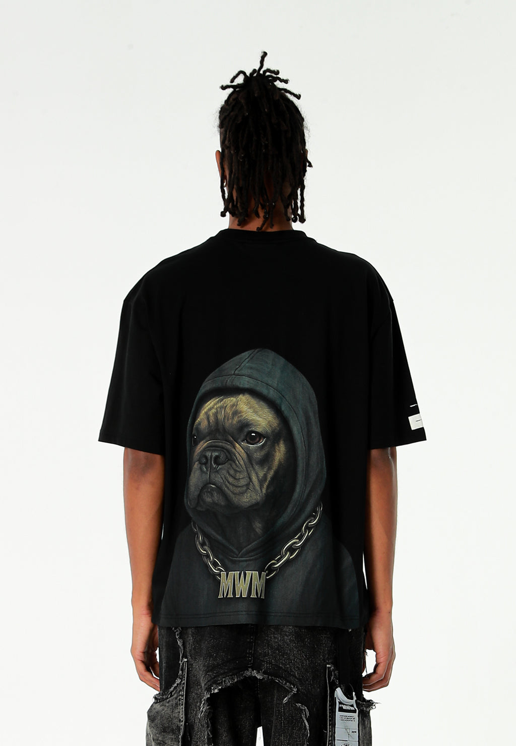 Camiseta oversize Vanguard Dogs Faces con print de bulldog en la espalda | MWM [PS_COLORS:BLACK]