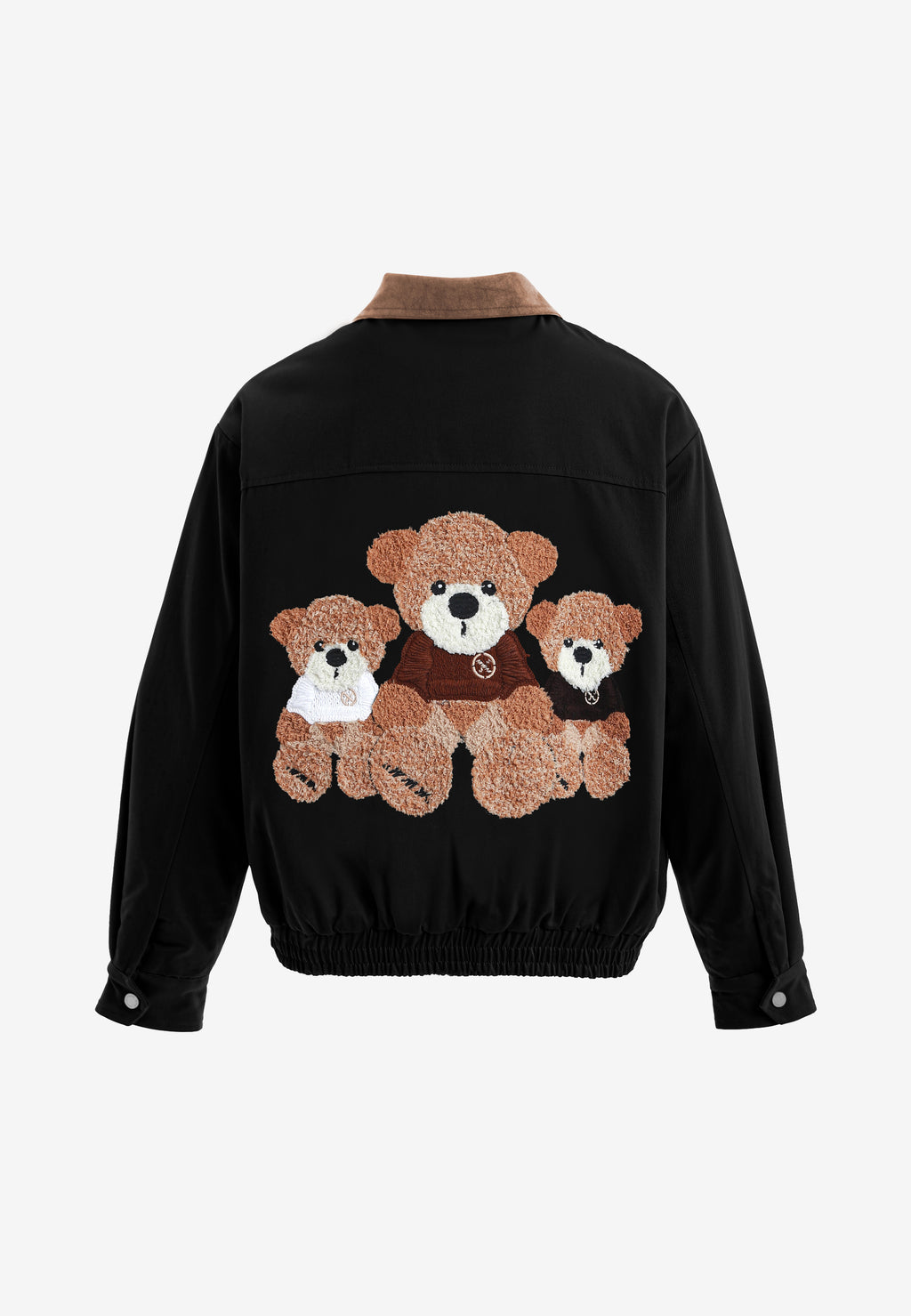 Chaqueta Harrington TEDDY de canvas con cuello efecto piel y parche Teddy en la espalda | MWM [PS_COLORS:BLACK]
