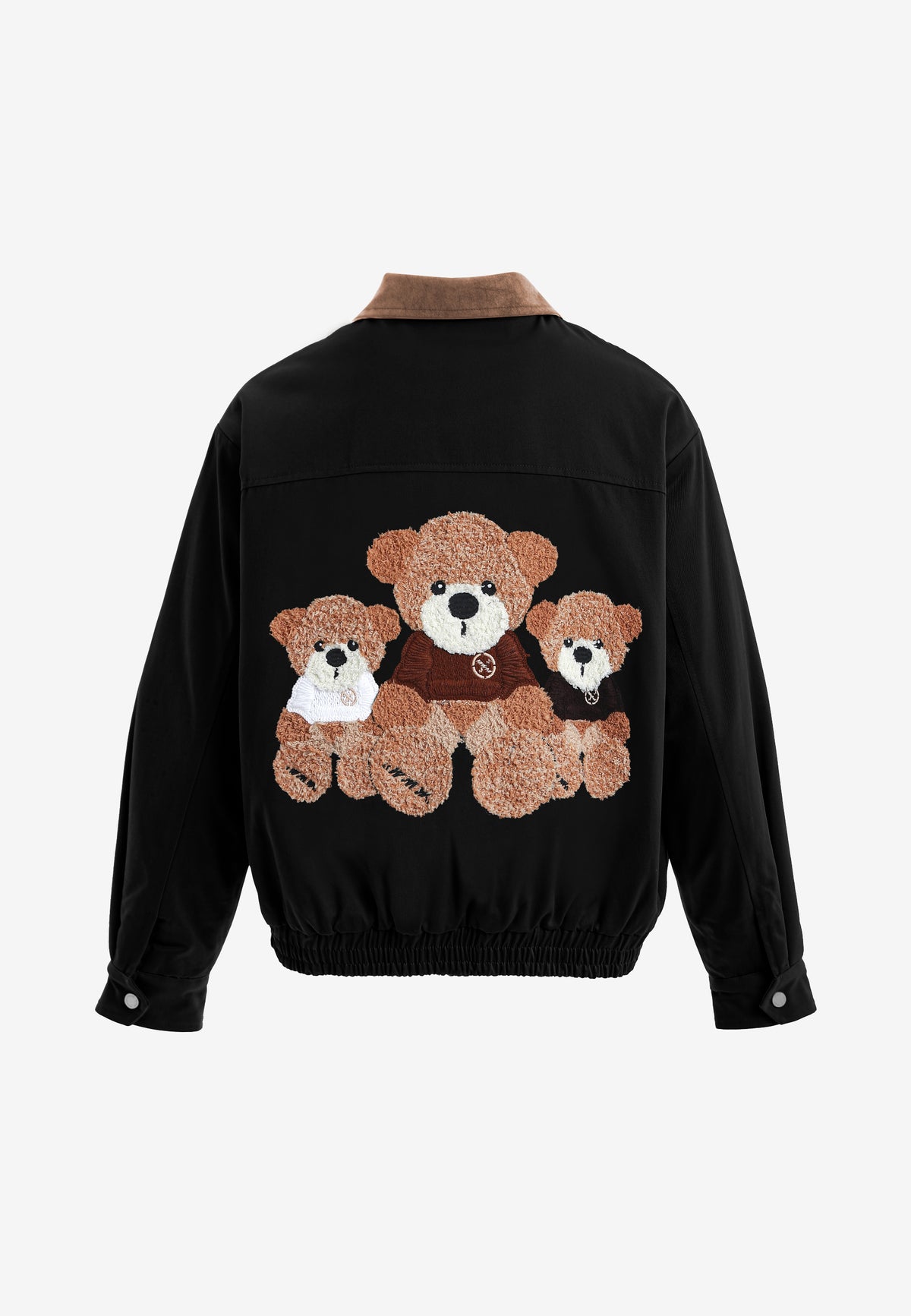 Chaqueta Harrington TEDDY de canvas con cuello efecto piel y parche Teddy en la espalda | MWM [PS_COLORS:BLACK]