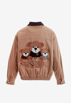 Chaqueta Harrington TEDDY de canvas con cuello efecto piel y parche Teddy en la espalda | MWM [PS_COLORS:CAMEL]