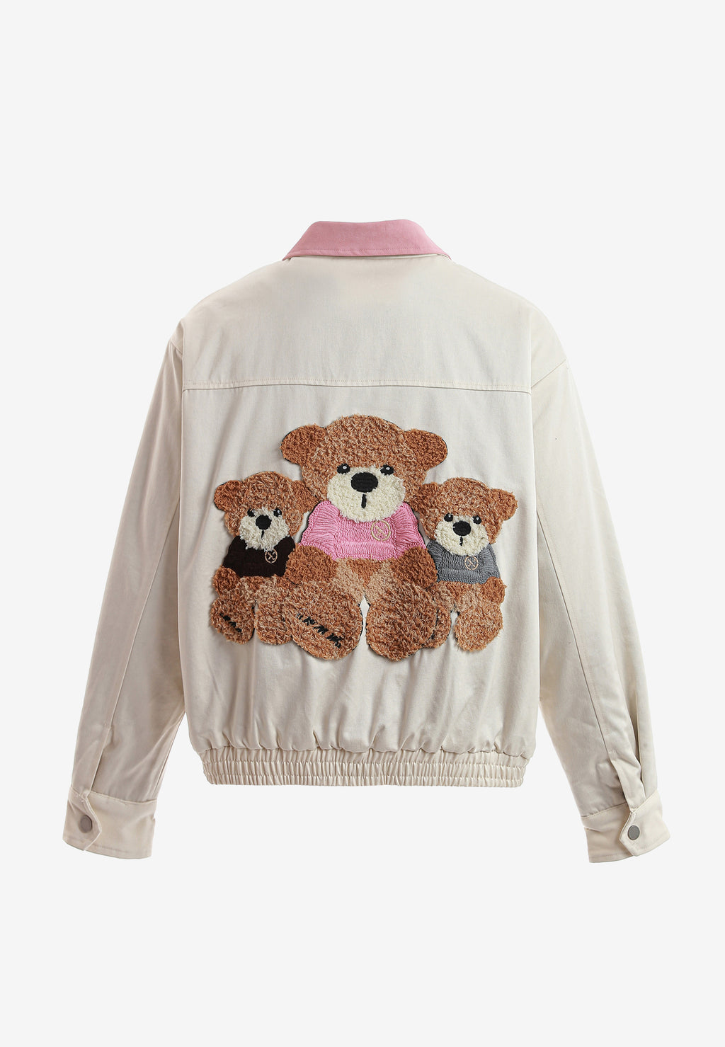 Chaqueta Harrington TEDDY de canvas con cuello efecto piel y parche Teddy en la espalda | MWM [PS_COLORS:ECRU]