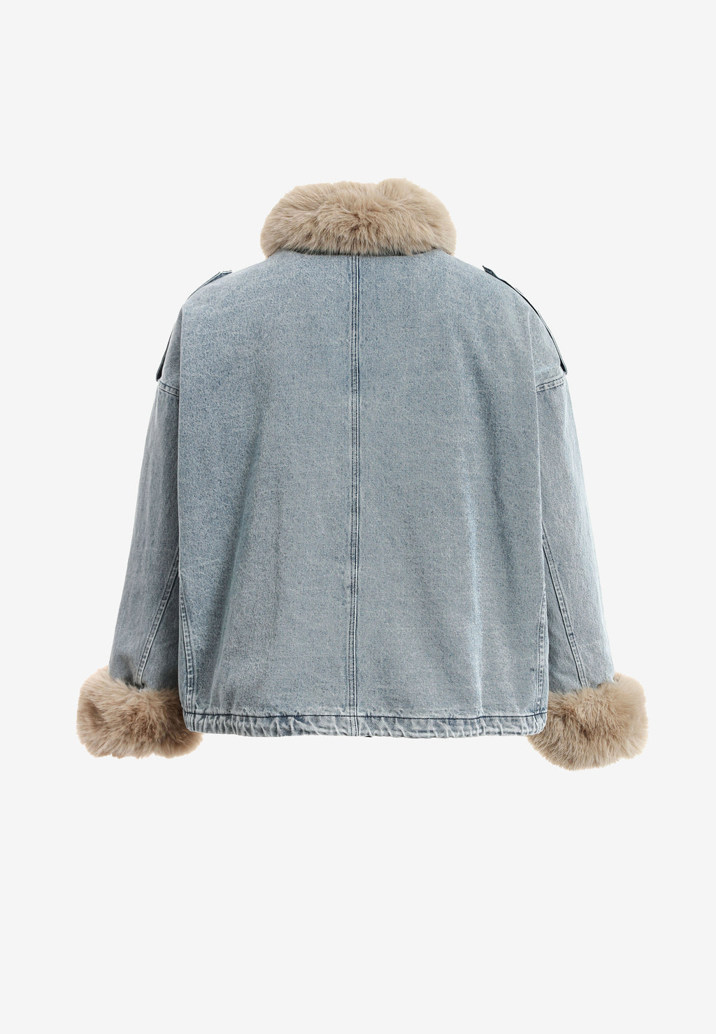 Chaqueta vaquera de mujer con cuello y puños de pelo | MWM [PS_COLORS:BLUE]