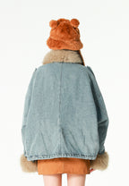 Chaqueta vaquera de mujer con cuello y puños de pelo | MWM [PS_COLORS:BLUE]