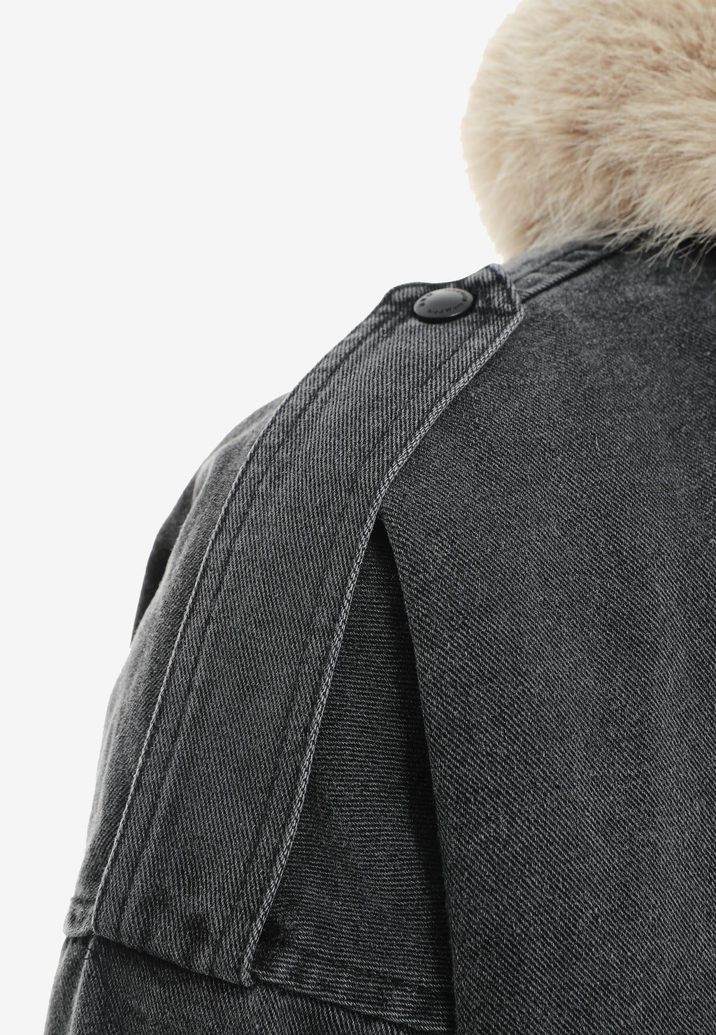 Chaqueta vaquera de mujer con cuello y puños de pelo | MWM [PS_COLORS:BLACK]