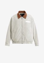 Chaqueta Harrington TEDDY efecto piel con parche Teddy de canvas y forro animal print | MWM [PS_COLORS:ECRU]