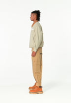 Chaqueta Harrington TEDDY efecto piel con parche Teddy de canvas y forro animal print | MWM [PS_COLORS:ECRU]