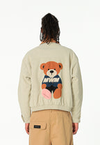 Chaqueta Harrington TEDDY efecto piel con parche Teddy de canvas y forro animal print | MWM [PS_COLORS:ECRU]