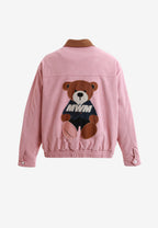 Chaqueta Harrington TEDDY efecto piel con parche Teddy de canvas y forro animal print | MWM [PS_COLORS:PINK]