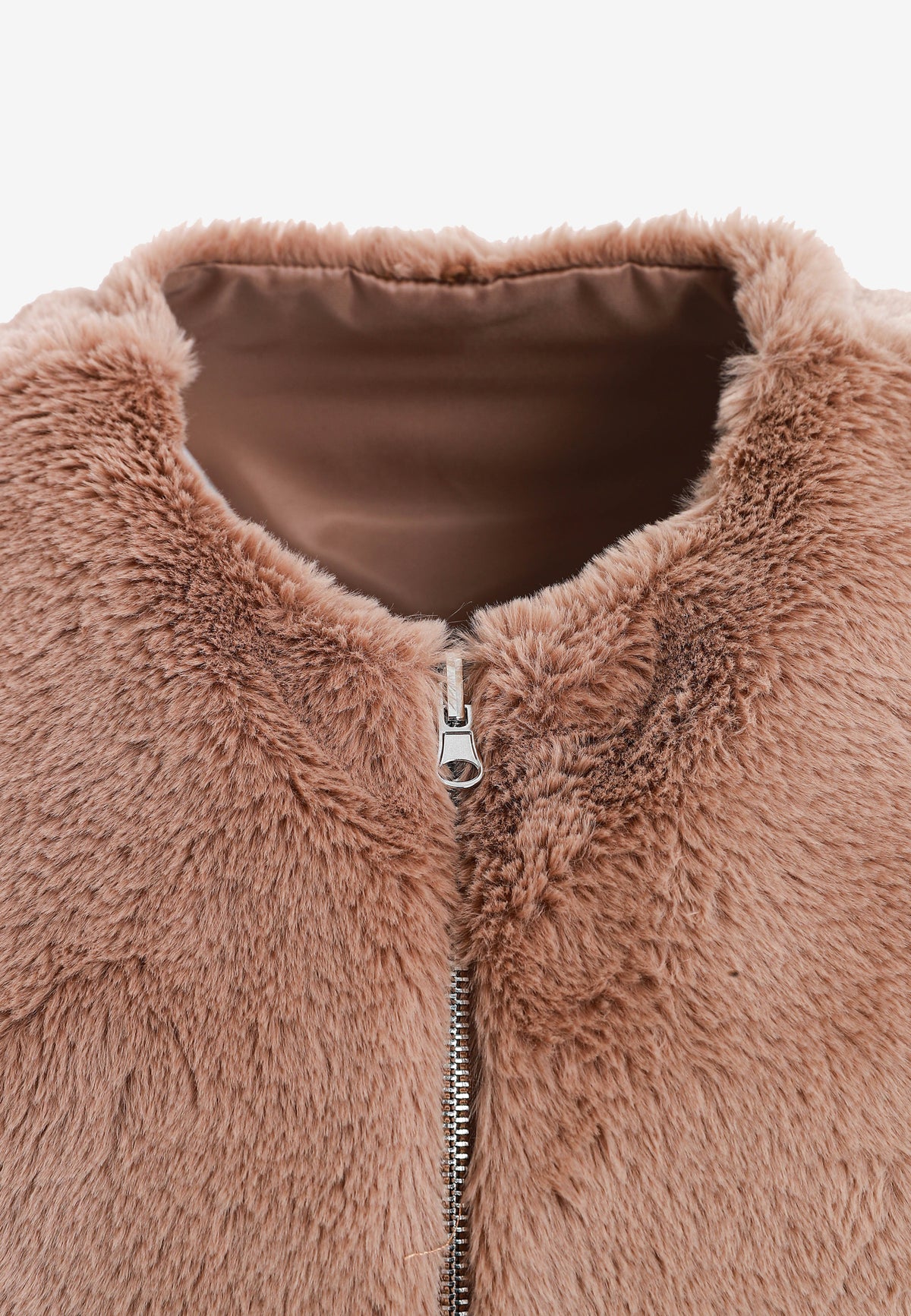 Chaqueta de mujer TEDDY de canvas con cuello y puños de pelo y parche Teddy en la espalda | MWM [PS_COLORS:CAMEL]