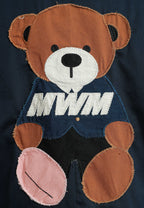 Chaqueta de mujer TEDDY de canvas con cuello y puños de pelo y parche Teddy en la espalda | MWM [PS_COLORS:NAVY]