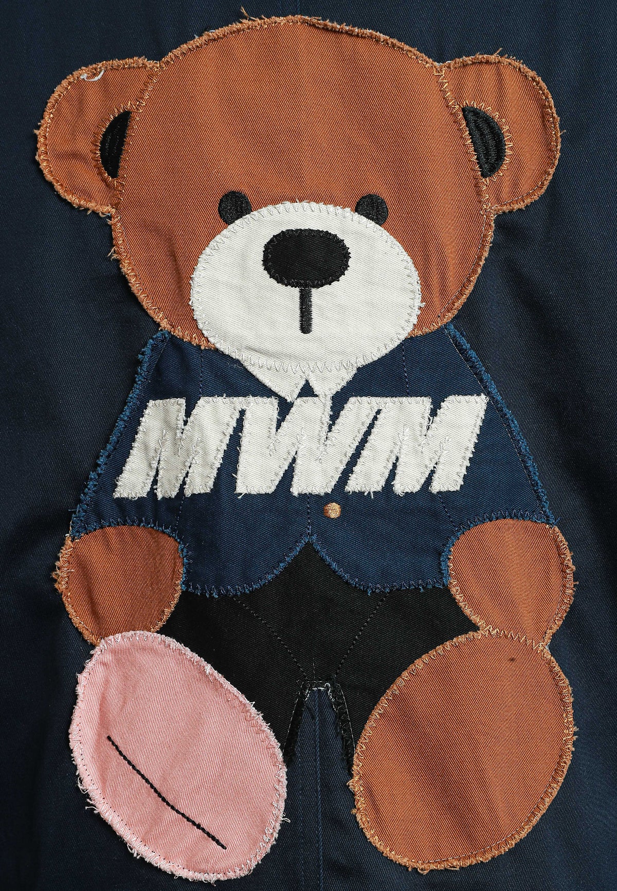 Chaqueta de mujer TEDDY de canvas con cuello y puños de pelo y parche Teddy en la espalda | MWM [PS_COLORS:NAVY]