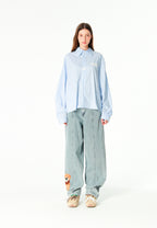 Camisa TEDDY corta con bolsillos laterales, cierre chino y parche Teddy en la espalda | MWM [PS_COLORS:BLUE]