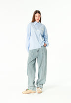 Camisa TEDDY corta con bolsillos laterales, cierre chino y parche Teddy en la espalda | MWM [PS_COLORS:BLUE]