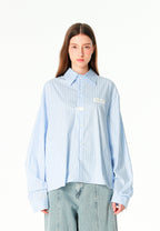 Camisa TEDDY corta con bolsillos laterales, cierre chino y parche Teddy en la espalda | MWM [PS_COLORS:BLUE]