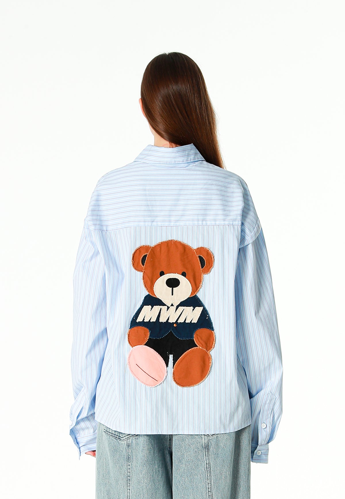 Camisa TEDDY corta con bolsillos laterales, cierre chino y parche Teddy en la espalda | MWM [PS_COLORS:BLUE]