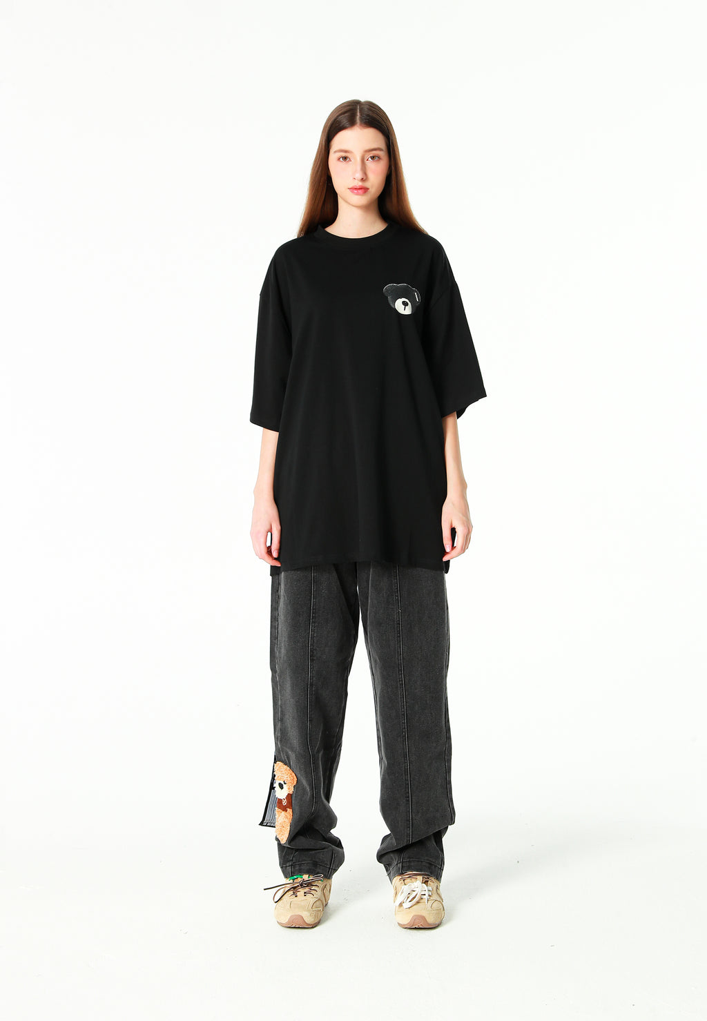 Camiseta TEDDY Mike Bag de corte regular con print en pecho y espalda | MWM [PS_COLORS:BLACK]