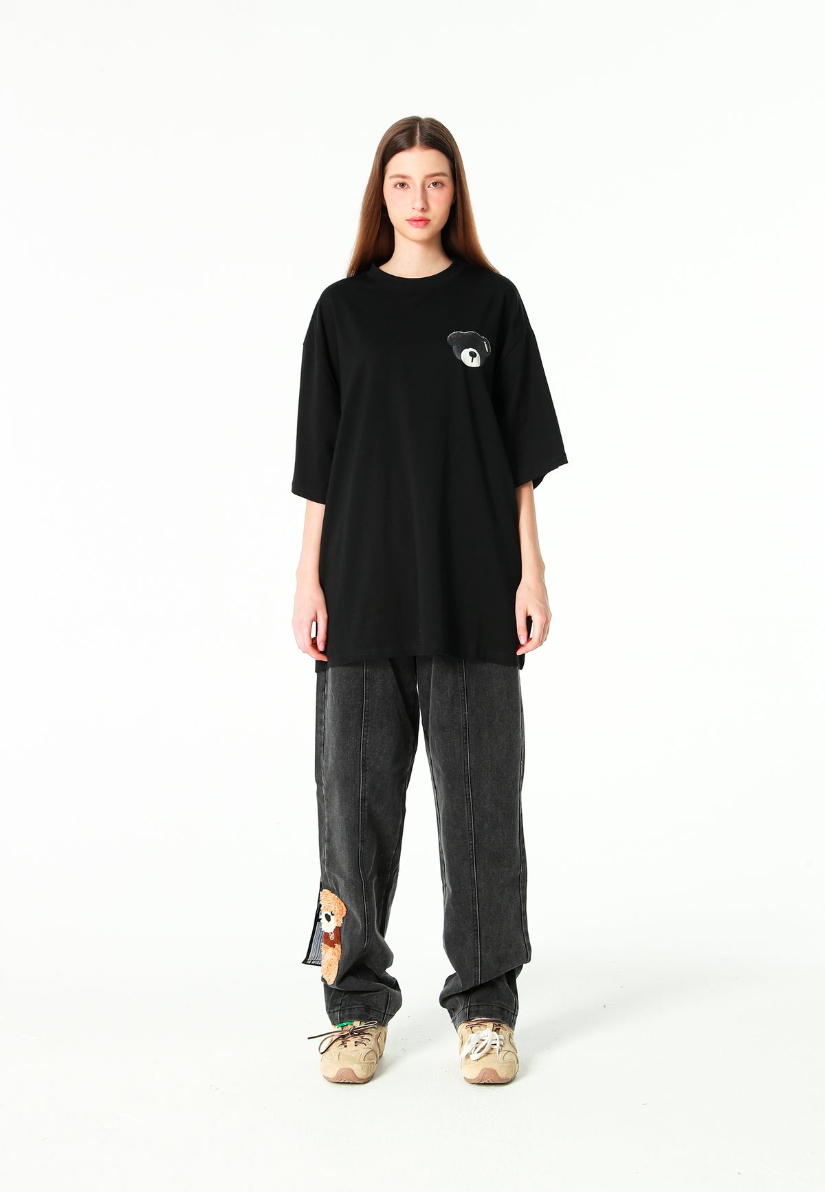 Camiseta TEDDY Mike Bag de corte regular con print en pecho y espalda | MWM [PS_COLORS:BLACK]