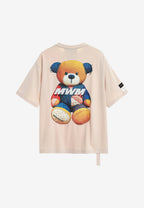 Camiseta TEDDY de corte regular con print patchwork 3D en la espalda | MWM [PS_COLORS:ECRU]
